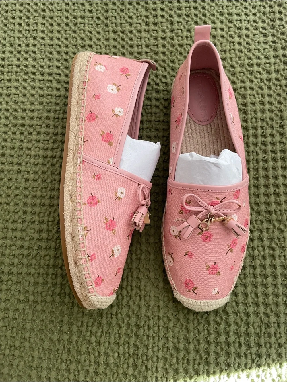 Coach Pink Floral Slip-On Espadrille Loafers - Women's